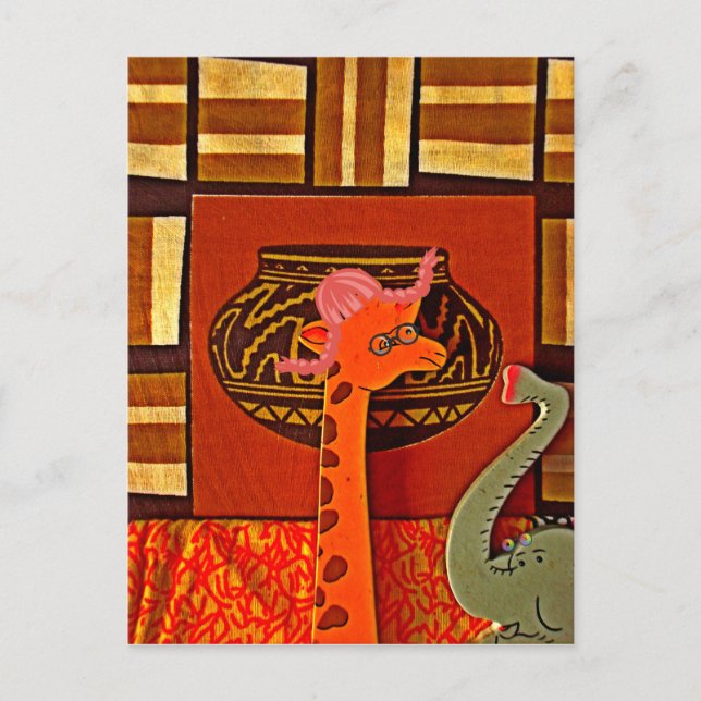 Giraffe Hat Art-utskrift Vykort (Framsida)