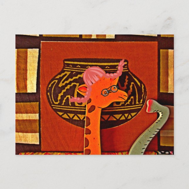 Giraffe Hat Art-utskrift Vykort (Framsida)