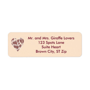Giraffe Heart-anpassade adressetiketter Returadress Etikett