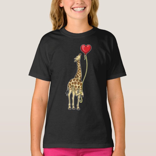 Giraffe Heart Balloon T Shirt (Framsida)