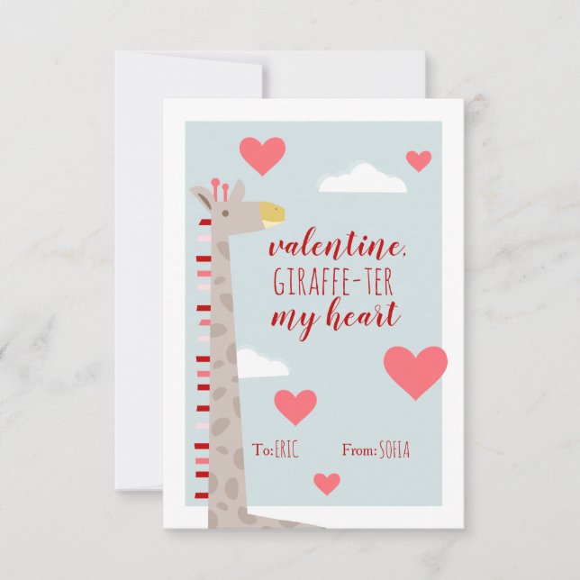 Giraffe Heart Kids School Classroom Valentine (Framsida)