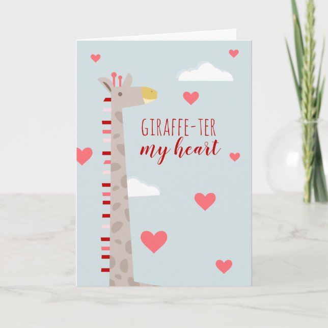Giraffe Heart Valentine Pun Kort (Framsida)