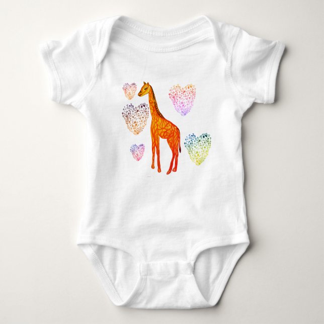 Giraffe Hearts Jersey Bodykostym T Shirt (Framsida)