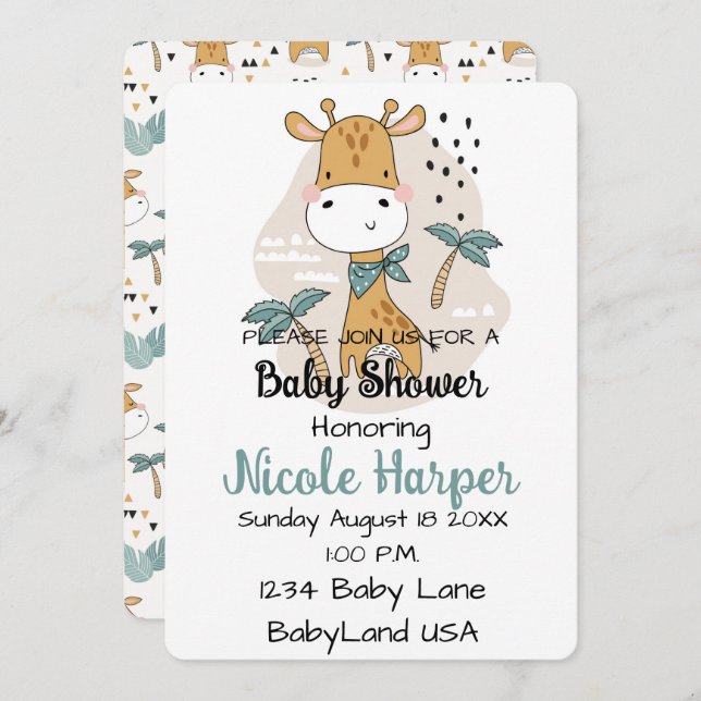 Giraffe Helgdag Card Julkort (Fram/baksida)