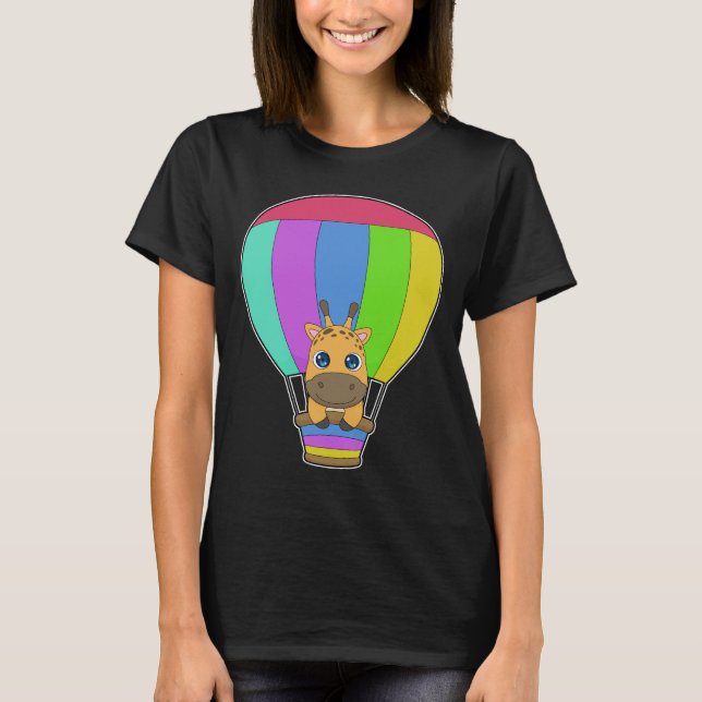 Giraffe Hot air balloon T Shirt (Framsida)