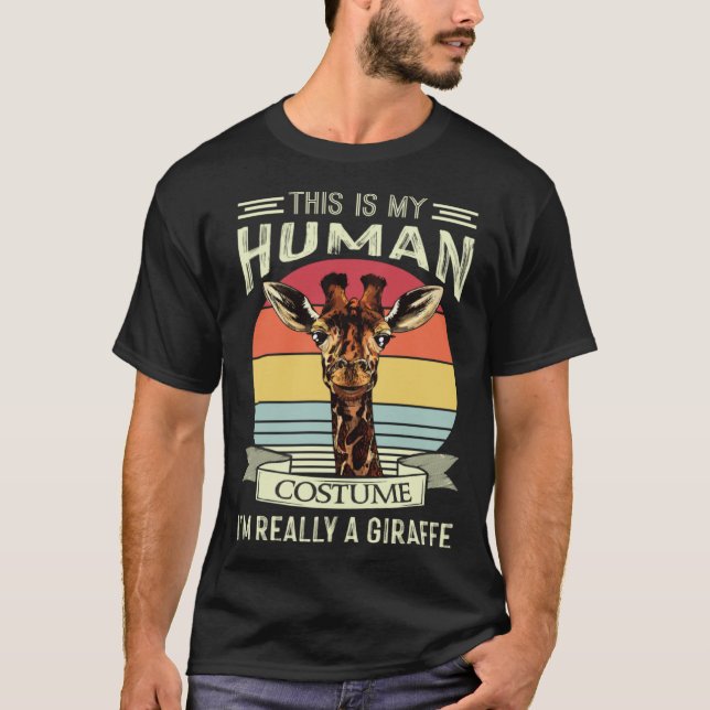 Giraffe Human costume Giraffes Retro Afrika Pullov T Shirt (Framsida)
