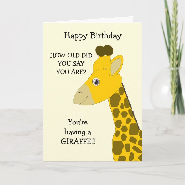 Giraffe Humous Birthday Card Kort (Framsida)