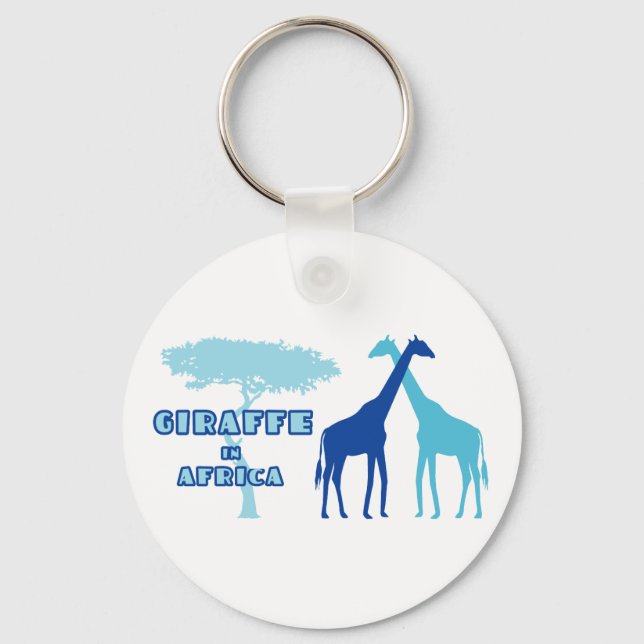 Giraffe i Afrika (blått) Nyckelring (Framsida)
