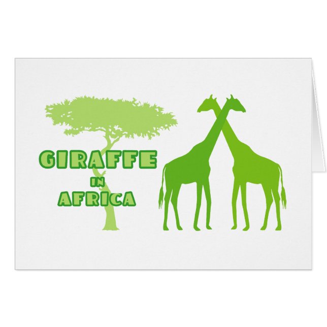 Giraffe i Afrika (Grönt) Hälsningskort (Framsidan Horizontal)