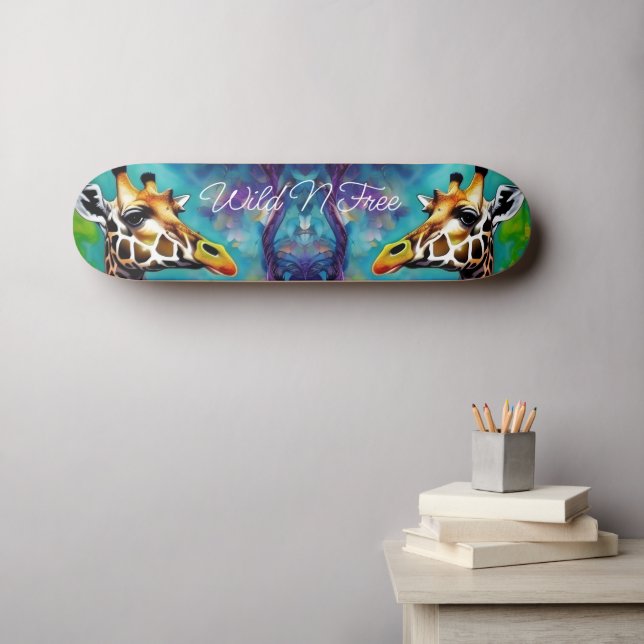 Giraffe i färg mini skateboard bräda 18,5 cm (Väggkonst (Horz))