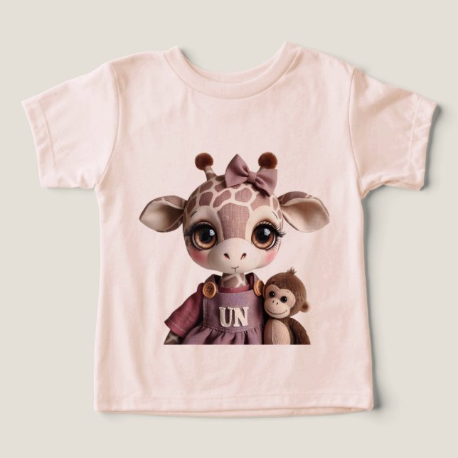 Giraffe i Lila T Shirt (Design Framsida)