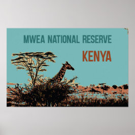 Giraffe i Mweas nationella reserv, Kenya Poster