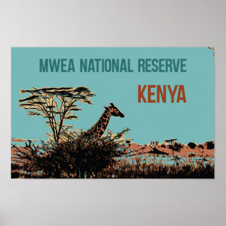 Giraffe i Mweas nationella reserv, Kenya Poster