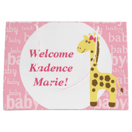 Giraffe i Rosa Bow Baby Shower for Girl