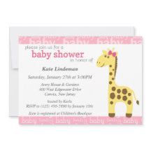 Giraffe i Rosa Bow Baby Shower for Girl