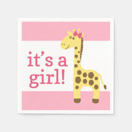 Giraffe i Rosa Bow Baby Shower for Girl Pappersservett