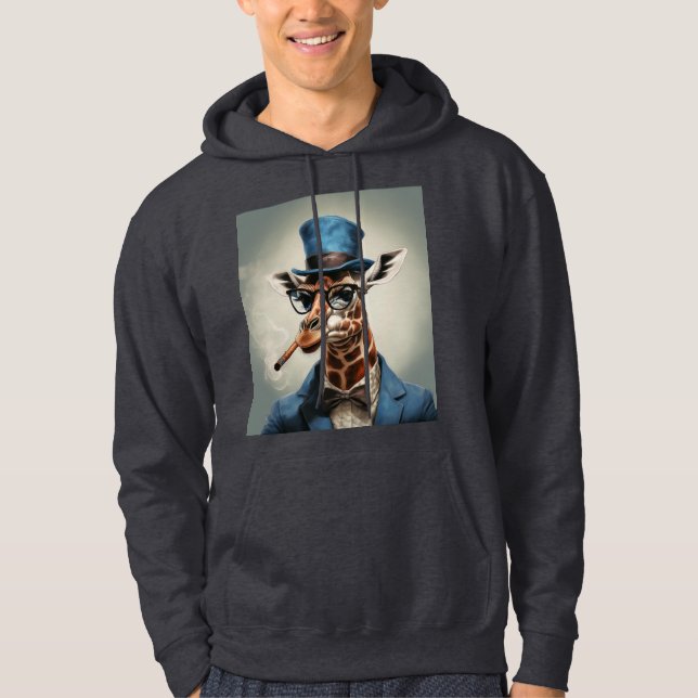Giraffe i top hat med cigarr hoodie (Framsida)