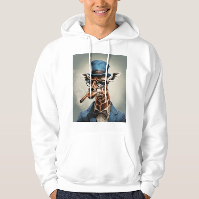 Giraffe i top hat med cigarr hoodie (Framsida)