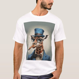 Giraffe i top hat med cigarr t shirt