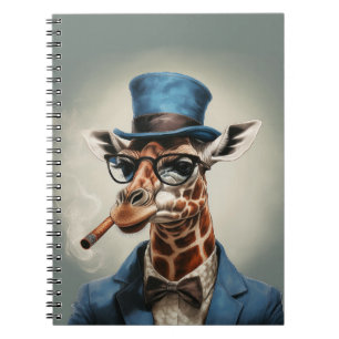 Giraffe i top hat och jacka anteckningsbok