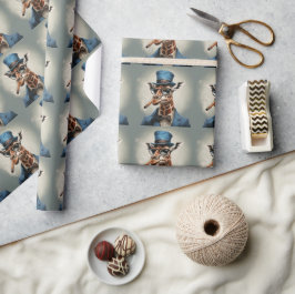 Giraffe i top hat och jacka presentpapper