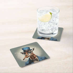 Giraffe i top hat och jacka underlägg papper kvadrat