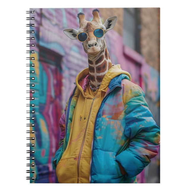 Giraffe i vattendrag med solglasögon anteckningsbok (Framsidan)