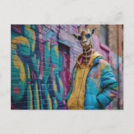 Giraffe i vattendrag med solglasögon vykort