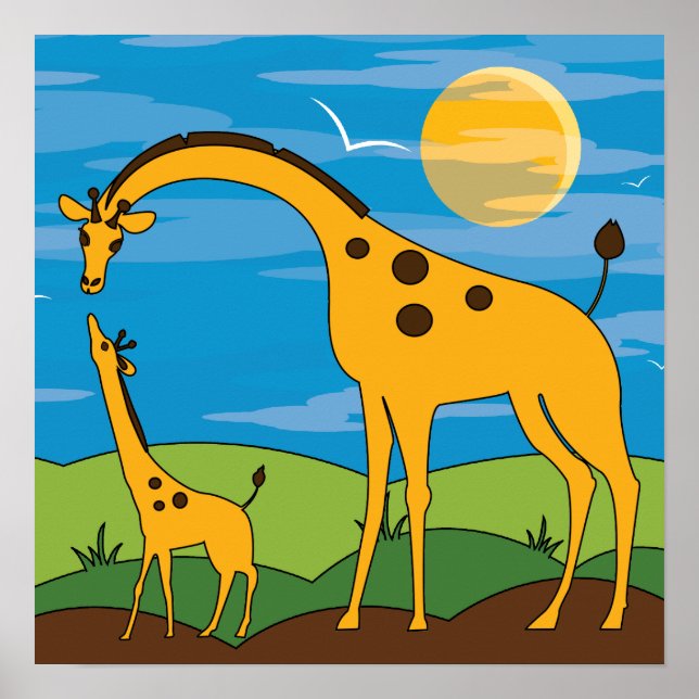 Giraffe i Vilden Kids Room Decor Animal Poster (Framsidan)