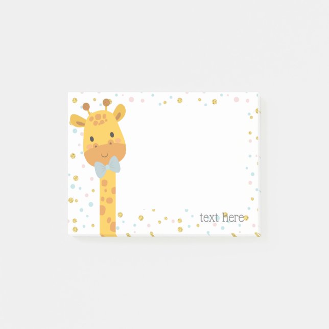 Giraffe, illustration av djur post-it block (Framsida)