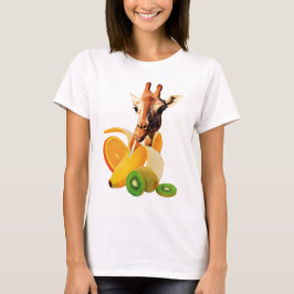 Giraffe in a Banana with orange and Kiwi Fruits T Shirt