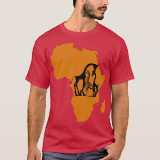 Giraffe in Africa Map T Shirt