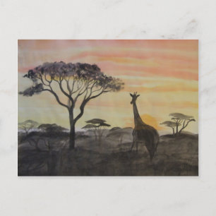 Giraffe in African Sunset Vykort