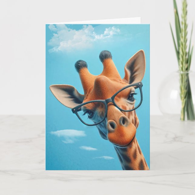 Giraffe in Clouds med eyeglass Kort (Framsida)