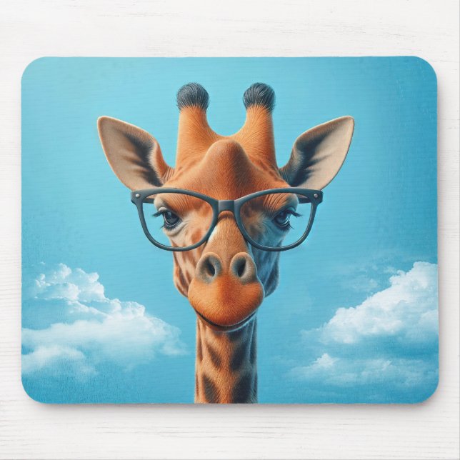 Giraffe in Clouds med eyeglass Musmatta (Framsidan)