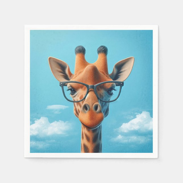 Giraffe in Clouds med eyeglass Pappersservett (Framsidan)
