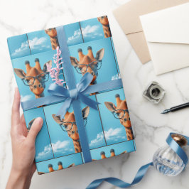 Giraffe in Clouds med eyeglass Presentpapper
