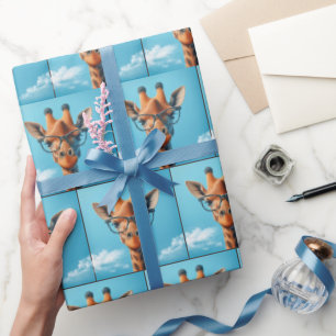 Giraffe in Clouds med eyeglass Presentpapper