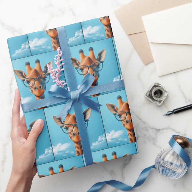 Giraffe in Clouds med eyeglass Presentpapper (Gifting)
