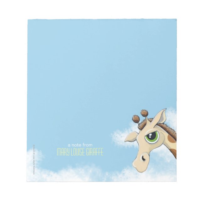 Giraffe in Clouds Personalizable Small Antecknings Anteckningsblock (Framsida)