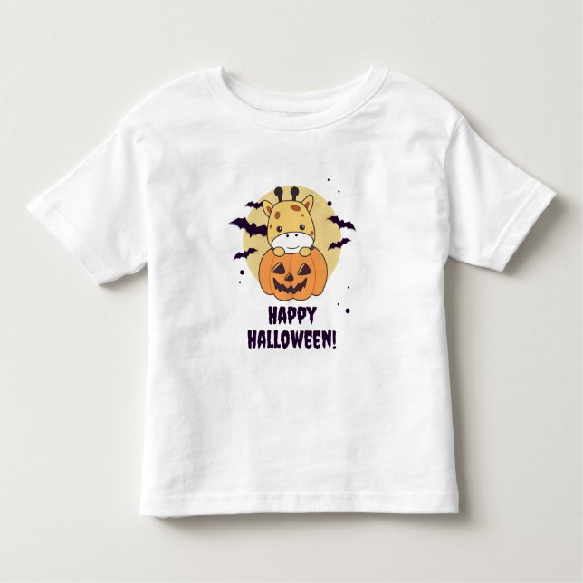 Giraffe in pumpkin Cute Giraffes Happy halloween T Shirt (Framsida)