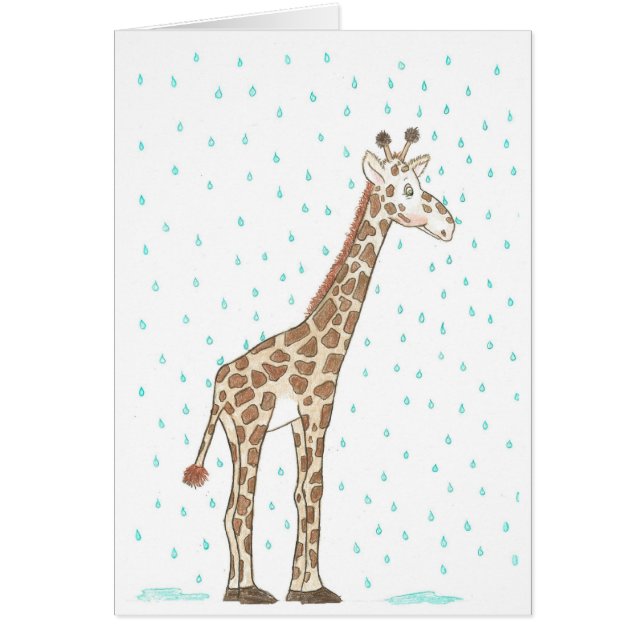 Giraffe in Rain Hälsningskort (Framsidan)