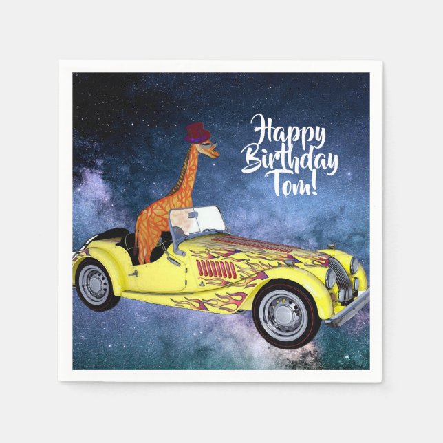 Giraffe in Space Cocktail Papper Napkins Pappersservett (Framsidan)