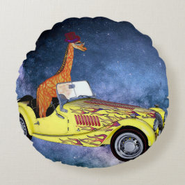 Giraffe in Space Round Cushion Rund Kudde
