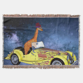 Giraffe in Space Throw Blanket Filt