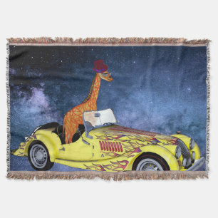 Giraffe in Space Throw Blanket Filt