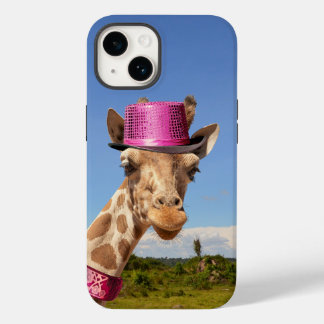 Giraffe in sparkly rosa hat