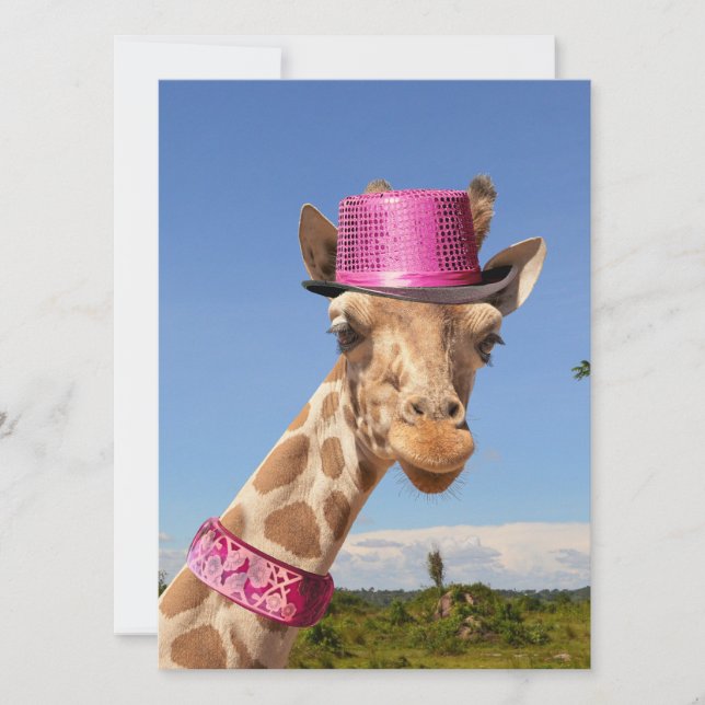 Giraffe in sparkly rosa hat (Framsida)