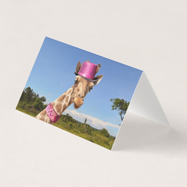 Giraffe in sparkly rosa hat kort (Framsida)