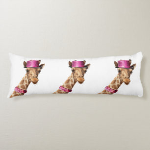 Giraffe in sparkly rosa hat kroppskudde